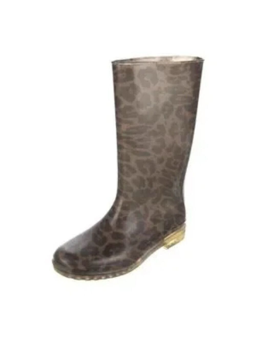 Stuart Weitzman Brown Leopard Print tall pull on Rain Boots size 9/10